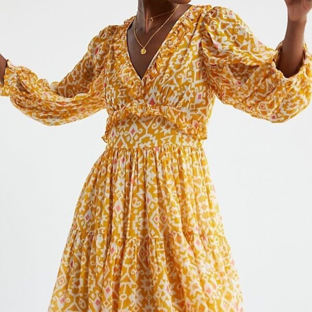 NWT Anthropologie Not So Serious Marigold Mini Dress Size Large Z474